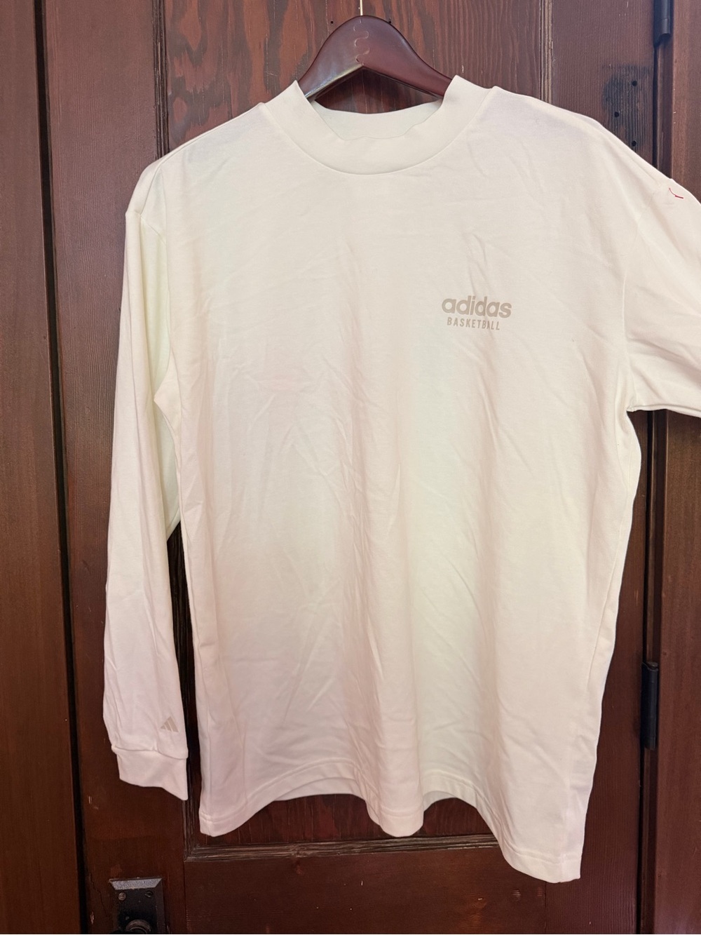 adidas basketball mock neck Cream Long Sleeve  Tee M
